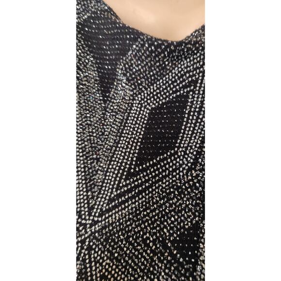 Onyx Nite Sparkly Evening Tank Top BLACK & SILVER Sleeveless Rhinestones SIZE XL - Picture 10 of 13